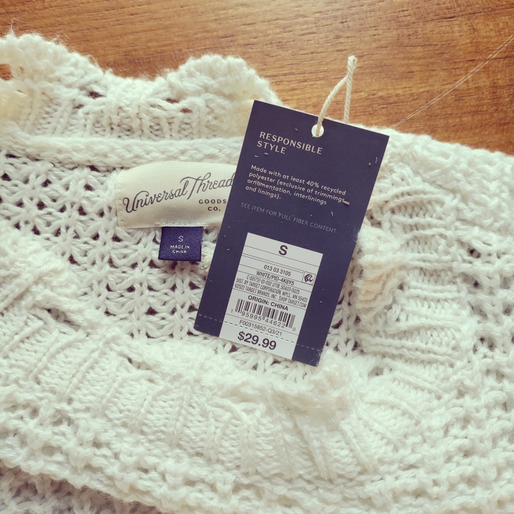 Universal Thread White Crochet Granny Square Sweater - Picture 6 of 6